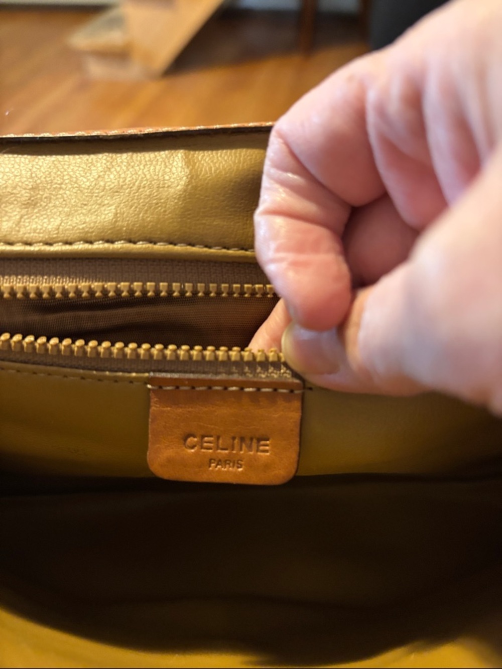 Celine Brown Monogram Canvas Toiletry Clutch with Tan Leather Trim - Picture 9 of 11